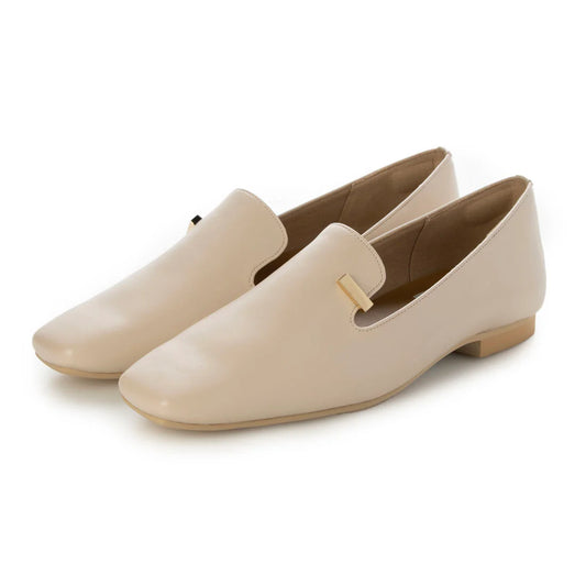 【新品預訂】日本製Emma Francis   金色配件平底樂福鞋(象牙色光滑)(2001f-P 177)IVO