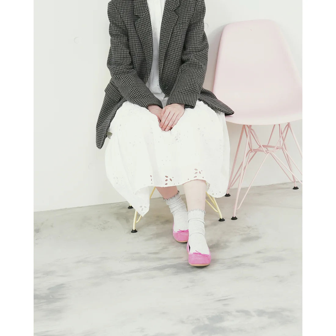 日本製【珍珠色調防水】Emma Francis 真皮 圓頭平底芭蕾舞鞋(02b-L S143)(Dark pink leather suede)(ダークピンク レザースエード)