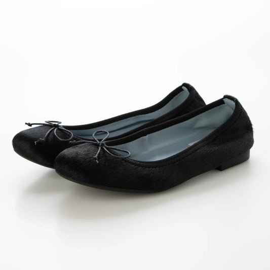 【新品預訂】日本製【珍珠色調防水】Emma Francis 真皮 圓頭平底芭蕾舞鞋(02b-L H101)(Black Leather Mylar)(ブラック レザーマイラー)