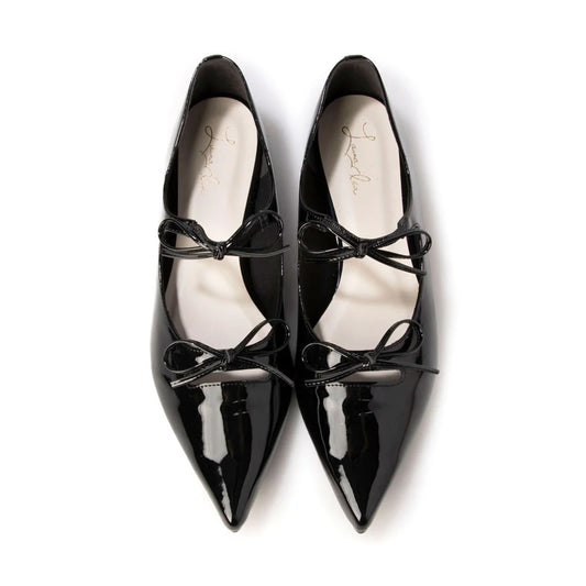 日本製 Launa Lea 雙緞帶瑪麗珍平底鞋 (589) (黑色 E / Black E)