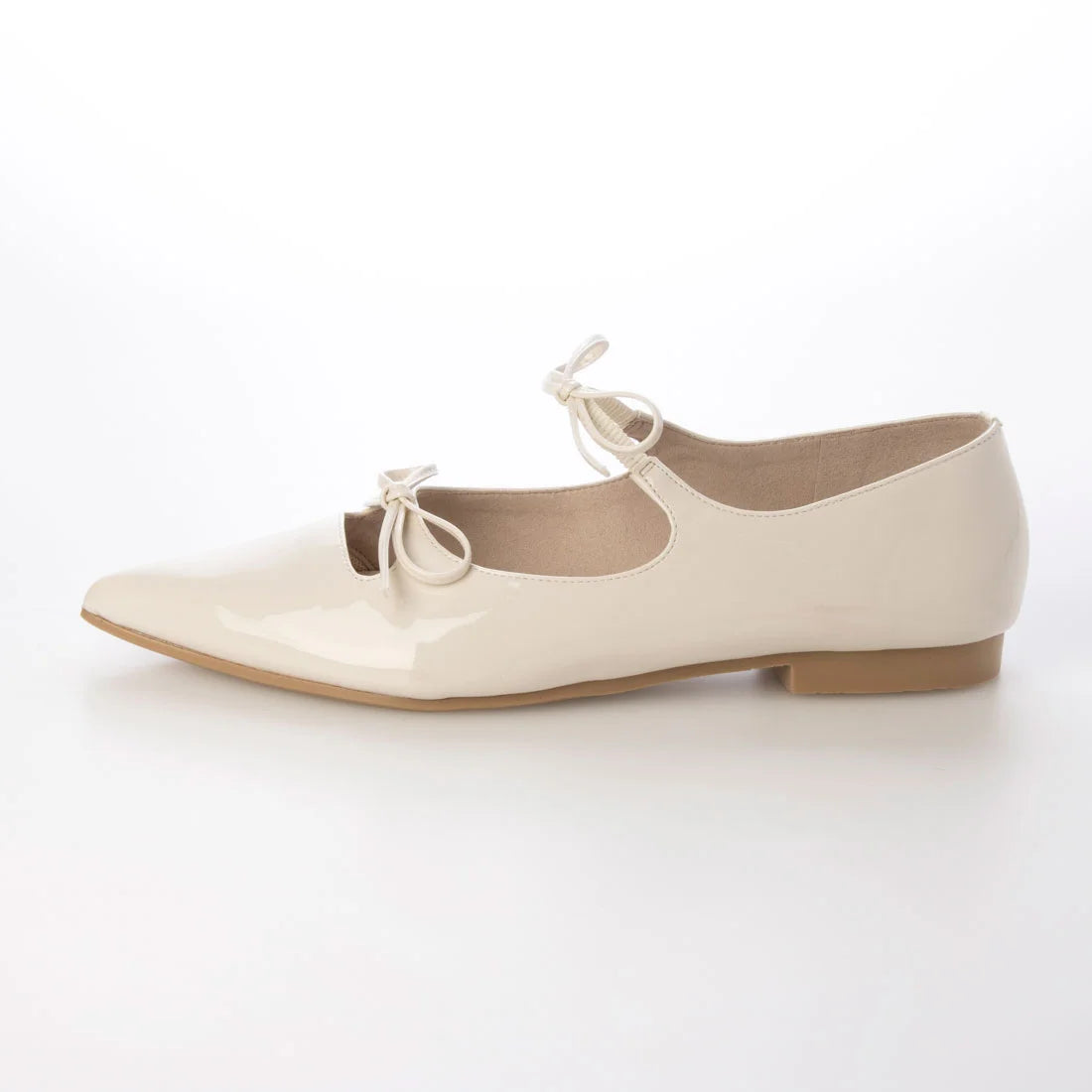 日本製 Launa Lea 雙緞帶瑪麗珍平底鞋 (0589) (象牙色 E / Ivory E)