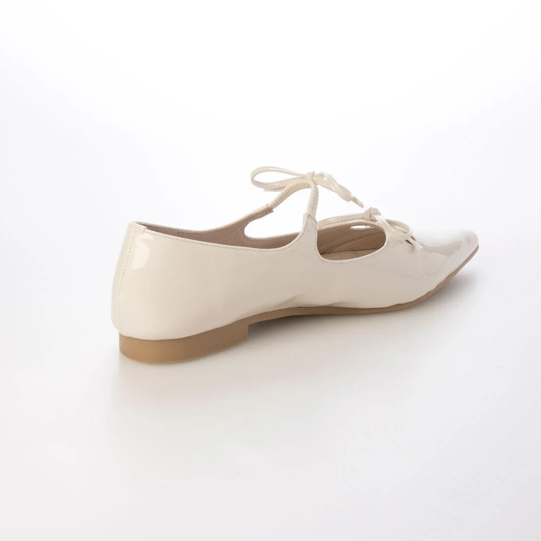 日本製 Launa Lea 雙緞帶瑪麗珍平底鞋 (0589) (象牙色 E / Ivory E)