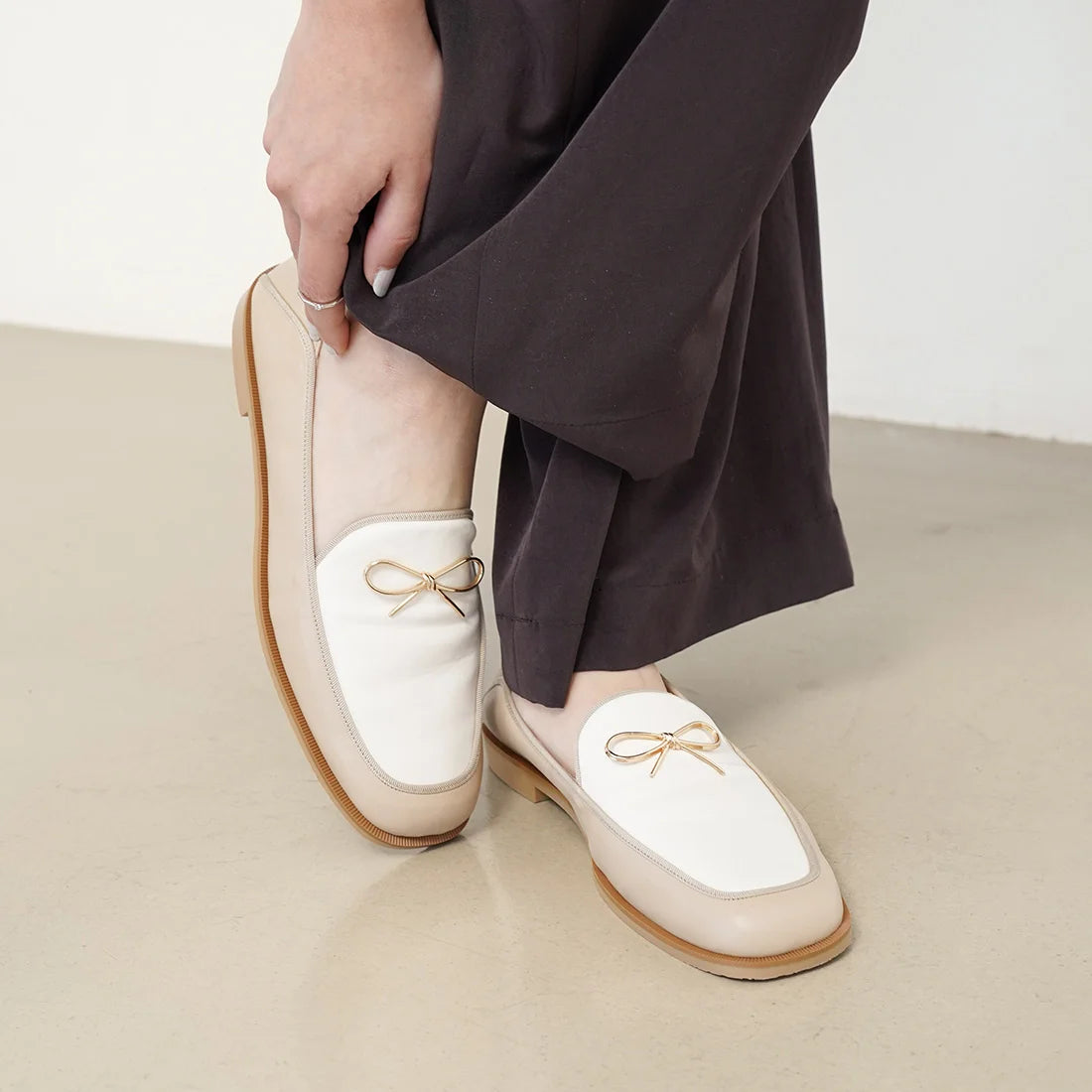 日本製 Launa Lea 蝴蝶結樂福鞋(0592) (L 米色 C / L Beige C)