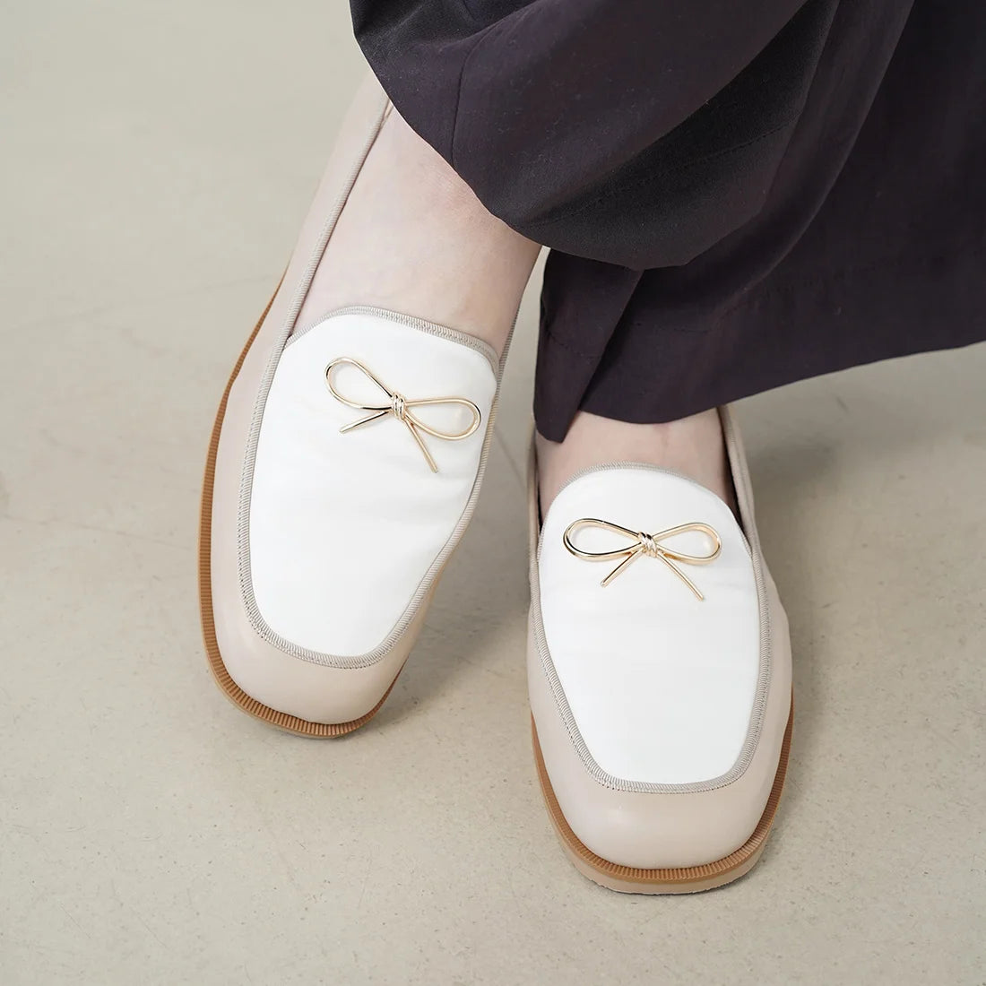 日本製 Launa Lea 蝴蝶結樂福鞋(0592) (L 米色 C / L Beige C)