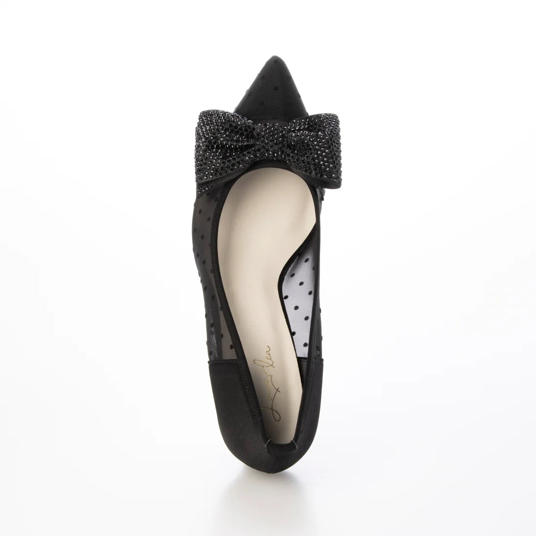 日本製 Launa Lea 7cm 水鑽緞帶薄紗高跟鞋 (594) (黑色Z / Black Z)