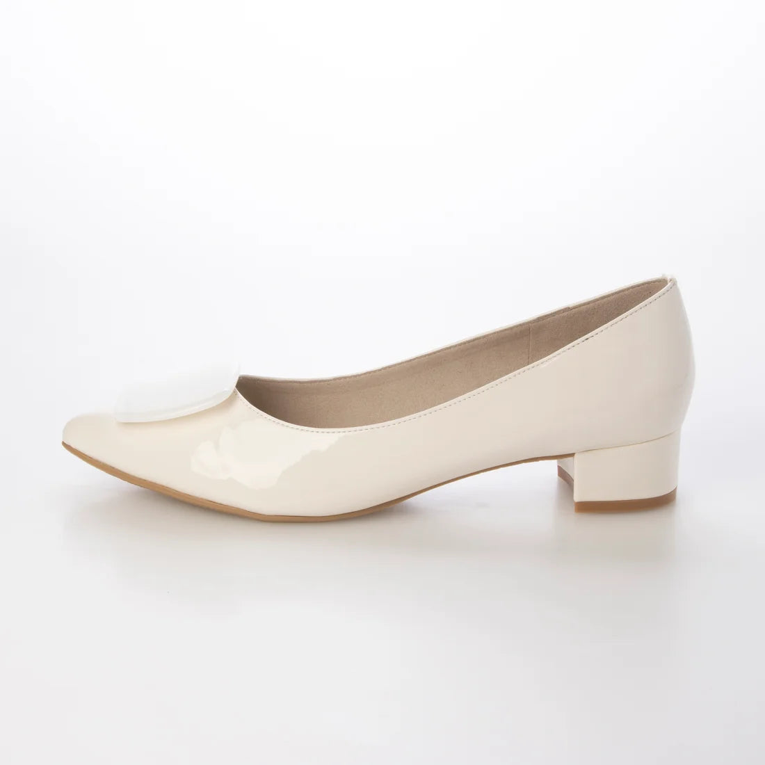 日本製 Launa Lea 3.5cm 透明方扣環尖頭高跟鞋 (0590) (白色 E / White E)