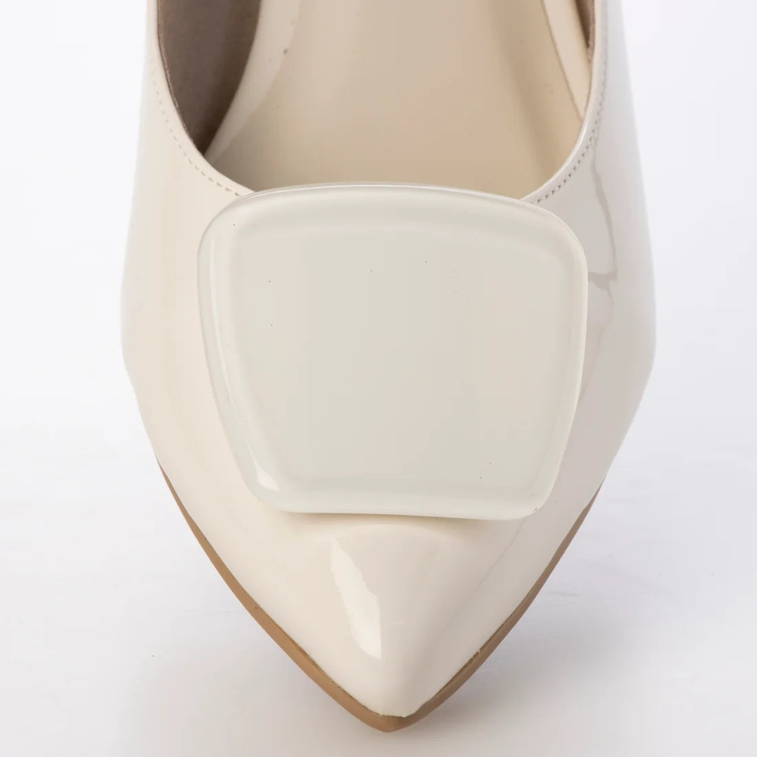 日本製 Launa Lea 3.5cm 透明方扣環尖頭高跟鞋 (0590) (白色 E / White E)