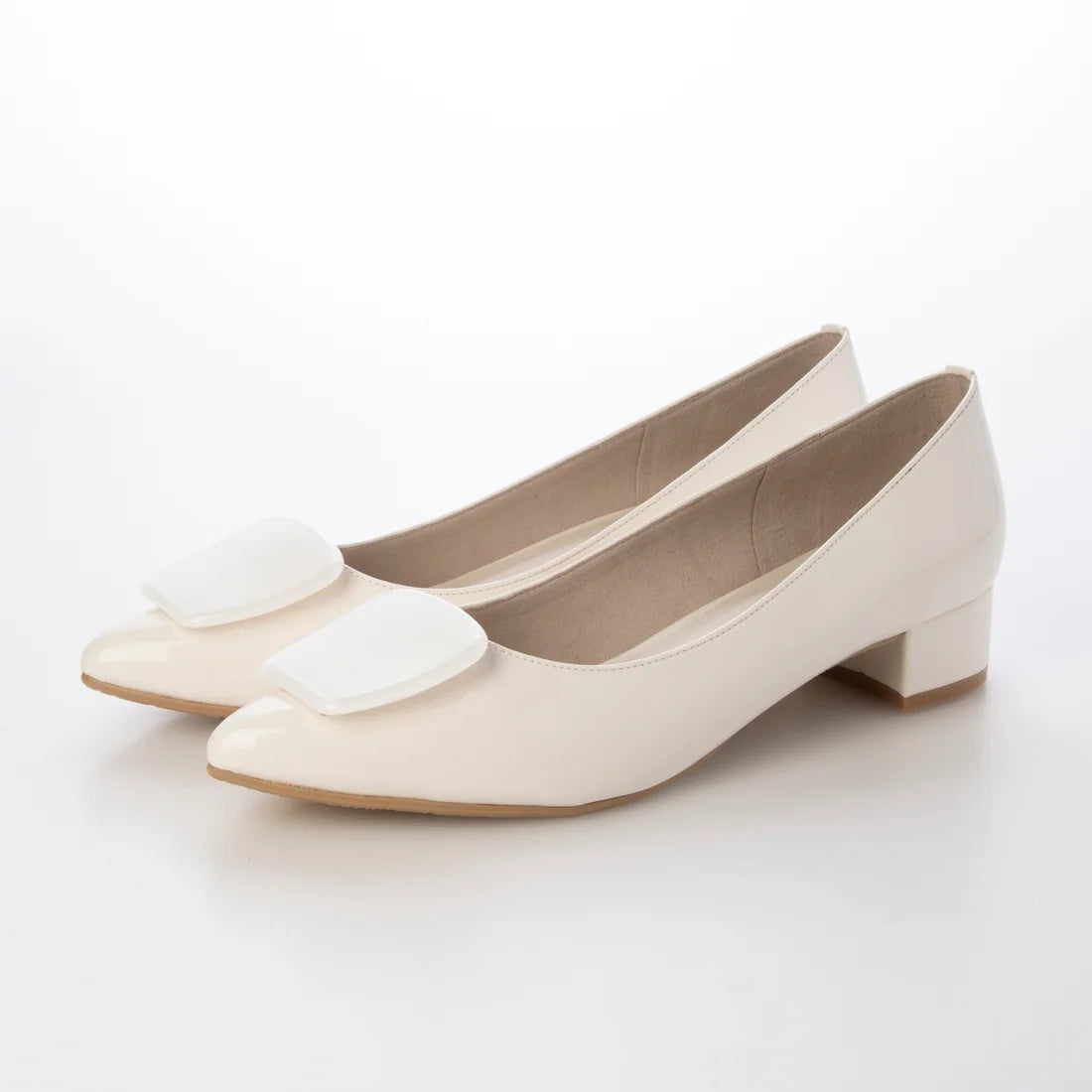 日本製 Launa Lea 3.5cm 透明方扣環尖頭高跟鞋 (0590) (白色 E / White E)