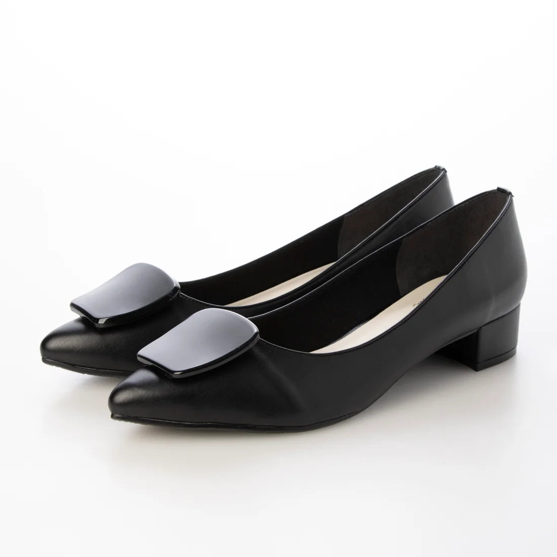 日本製 Launa Lea 3.5cm 透明方扣環尖頭高跟鞋 (0590) (黑色 / Black)