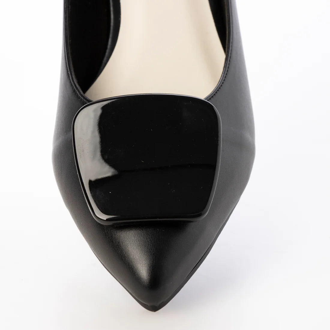 日本製 Launa Lea 3.5cm 透明方扣環尖頭高跟鞋 (0590) (黑色 / Black)