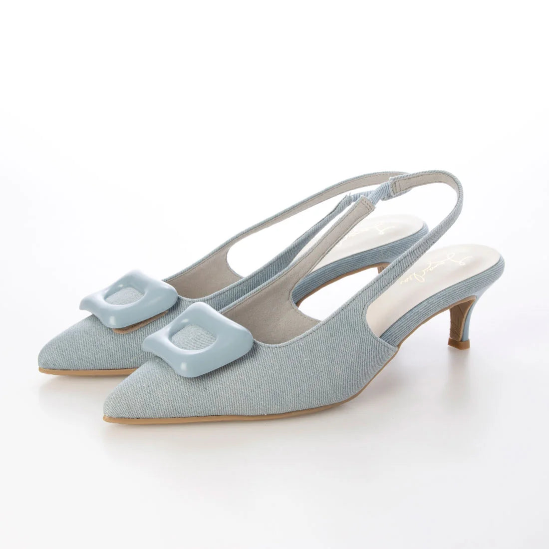 日本製 Launa Lea 5cm 尖頭方扣露跟高跟鞋 (0591) (藍色 Z / Blue Z)