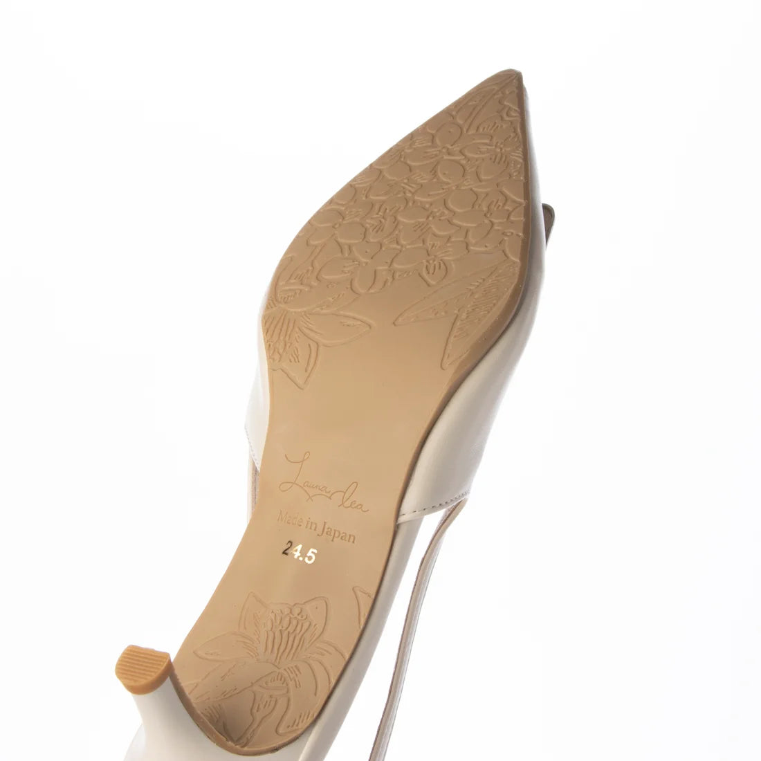 日本製 Launa Lea 5cm 尖頭方扣露跟高跟鞋 (0591) (象牙色 / Ivory)