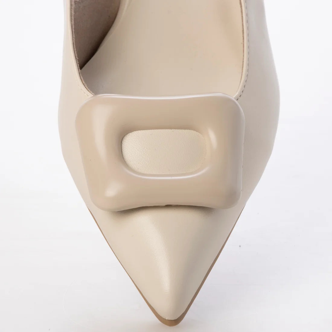 日本製 Launa Lea 5cm 尖頭方扣露跟高跟鞋 (0591) (象牙色 / Ivory)