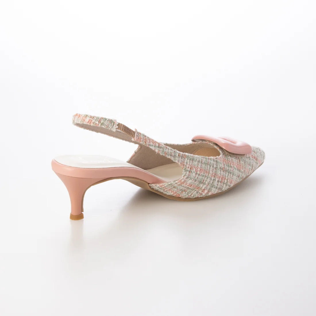 日本製 Launa Lea 5cm 尖頭方扣露跟高跟鞋 (0591) (鮭魚粉紅色 Z/C / Salmon pink Z/C)