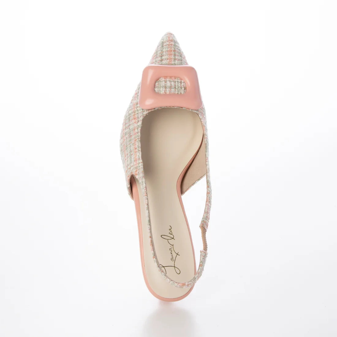 日本製 Launa Lea 5cm 尖頭方扣露跟高跟鞋 (0591) (鮭魚粉紅色 Z/C / Salmon pink Z/C)