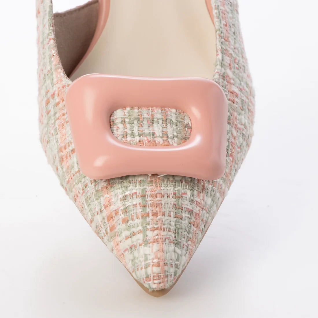 日本製 Launa Lea 5cm 尖頭方扣露跟高跟鞋 (0591) (鮭魚粉紅色 Z/C / Salmon pink Z/C)
