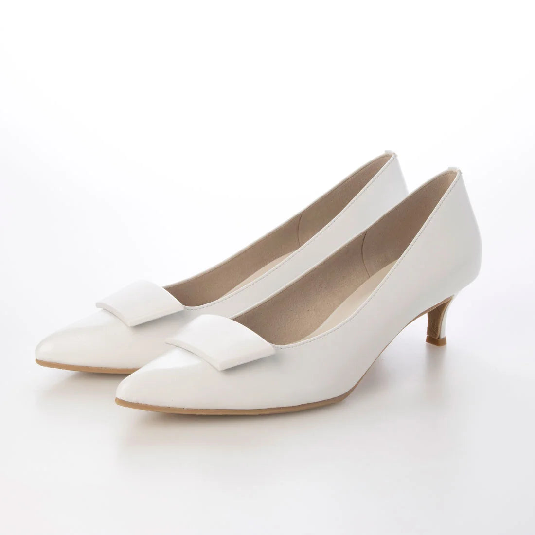 日本製 Launa Lea 5cm方扣尖頭高跟鞋 (0573) (白色 / White)