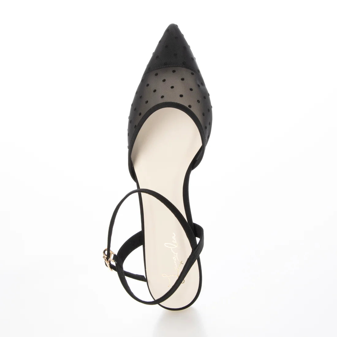 日本製 Launa Lea 圓點薄紗搭帶平底高跟鞋 (600) (黑色 Z / Black Z)