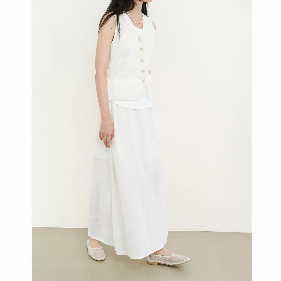 日本製 Launa Lea 圓點薄紗平底高跟鞋(598) (白色Z / White Z)