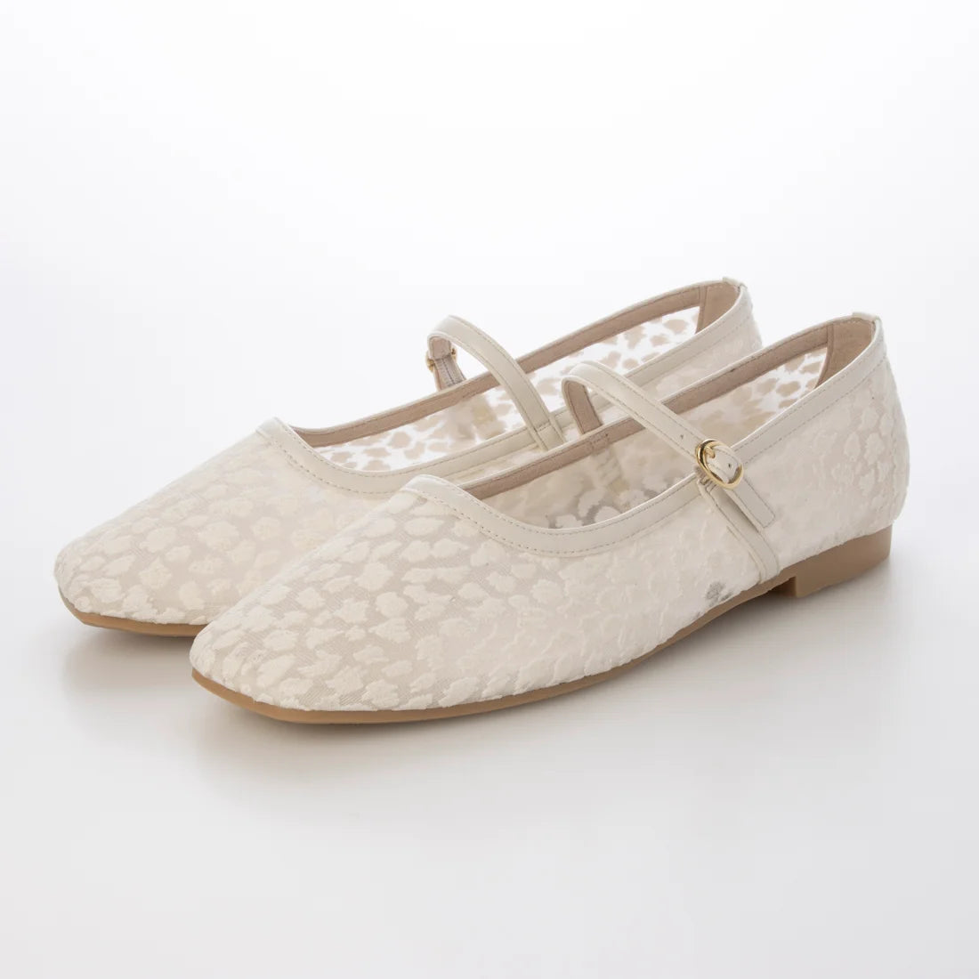 日本製 Launa Lea 薄紗瑪莉珍平底鞋 (597A) (白色 Z / White Z)