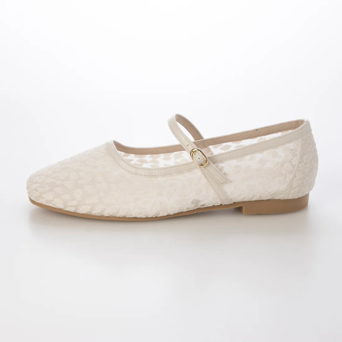日本製 Launa Lea 薄紗瑪莉珍平底鞋 (597A) (白色 Z / White Z)