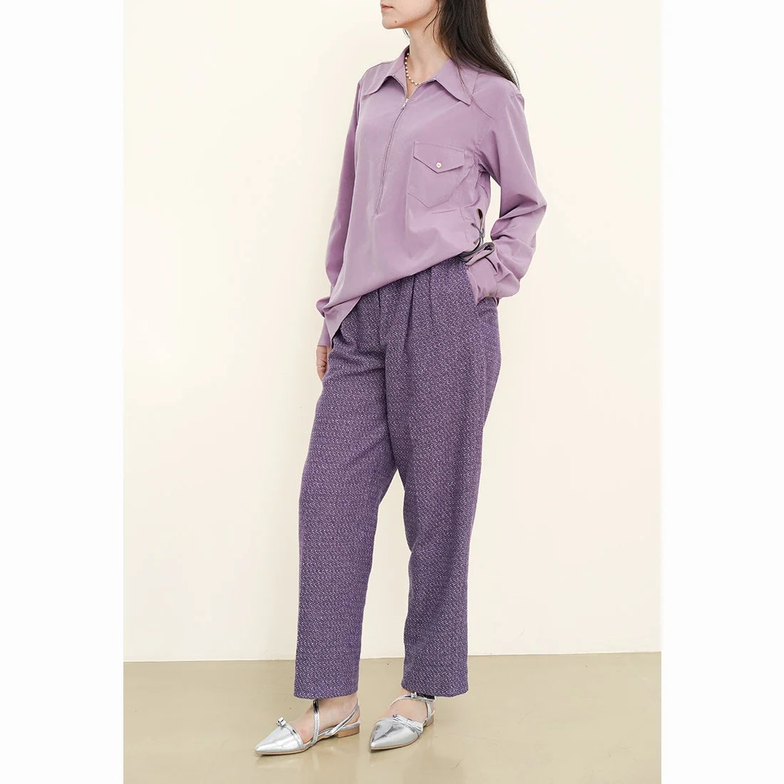日本製 Launa Lea 雙蝴蝶結露跟平底高跟鞋 (0596) (銀色 / Silver)