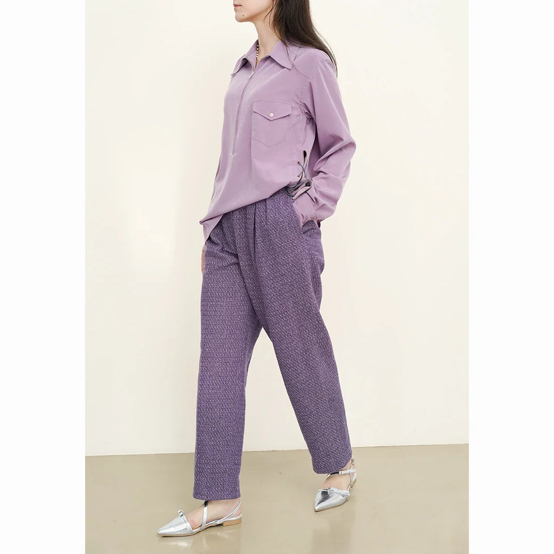 日本製 Launa Lea 雙蝴蝶結露跟平底高跟鞋 (0596) (銀色 / Silver)
