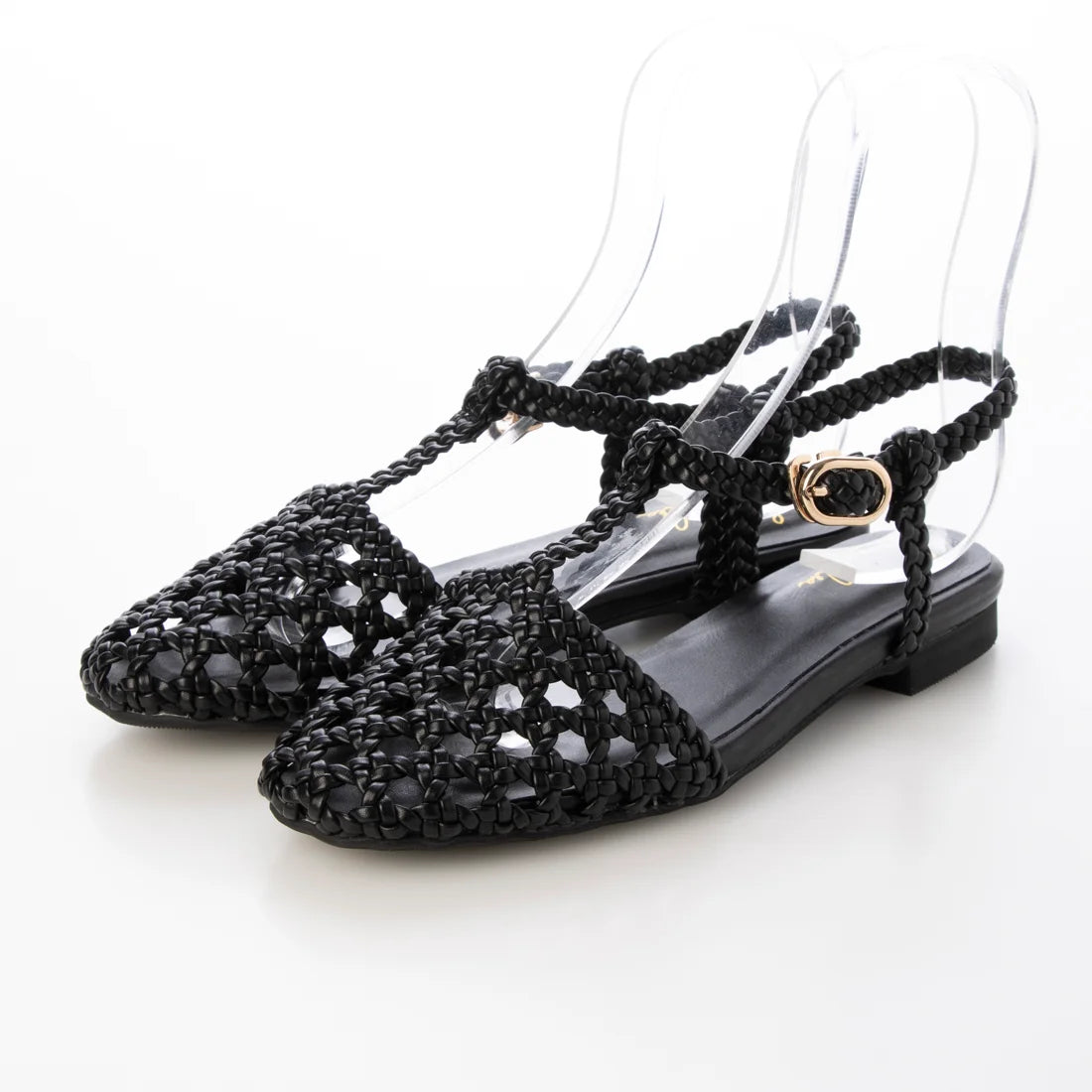 日本製 Launa Lea 網眼T字搭帶平底涼鞋 (S151) (黑色 / Black)