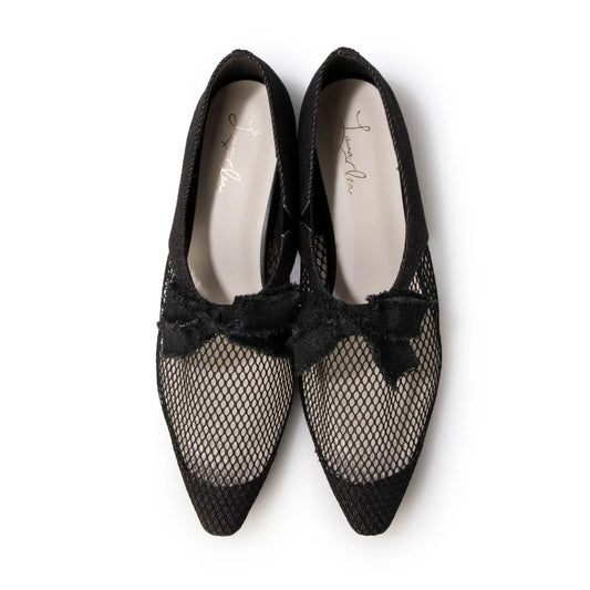 日本製 Launa Lea 網眼蝴蝶結平底鞋 (603) (黑色Z / Black Z)