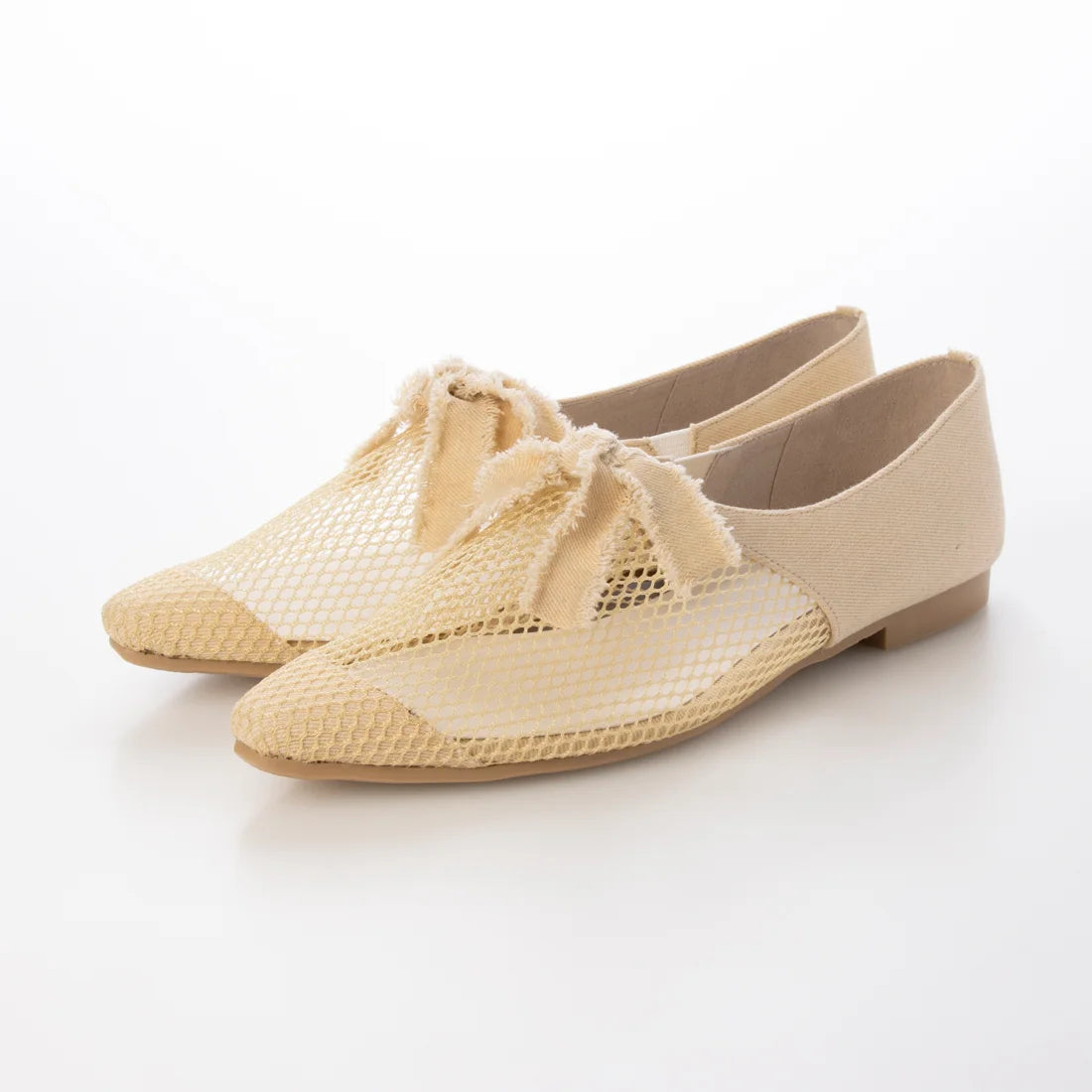 日本製 Launa Lea 網眼蝴蝶結平底鞋 (603) (米色Z / Beige Z)