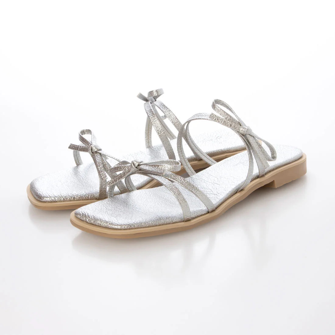 日本製 Launa Lea 雙蝴蝶結平底涼鞋 (604) (銀色 / Silver)