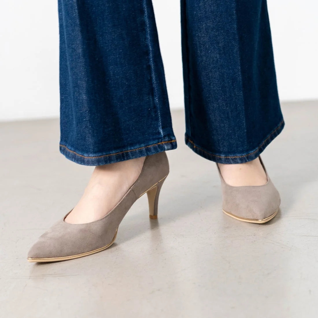 日本製 Launa Lea Rich 7cm Gold Line高跟鞋 (80001) (黑色 / Black)