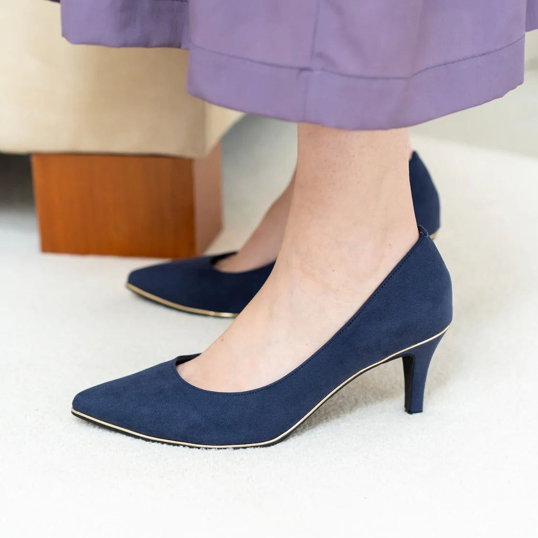 日本製 Launa Lea Rich 7cm Gold Line高跟鞋 (80001) (黑色 / Black)