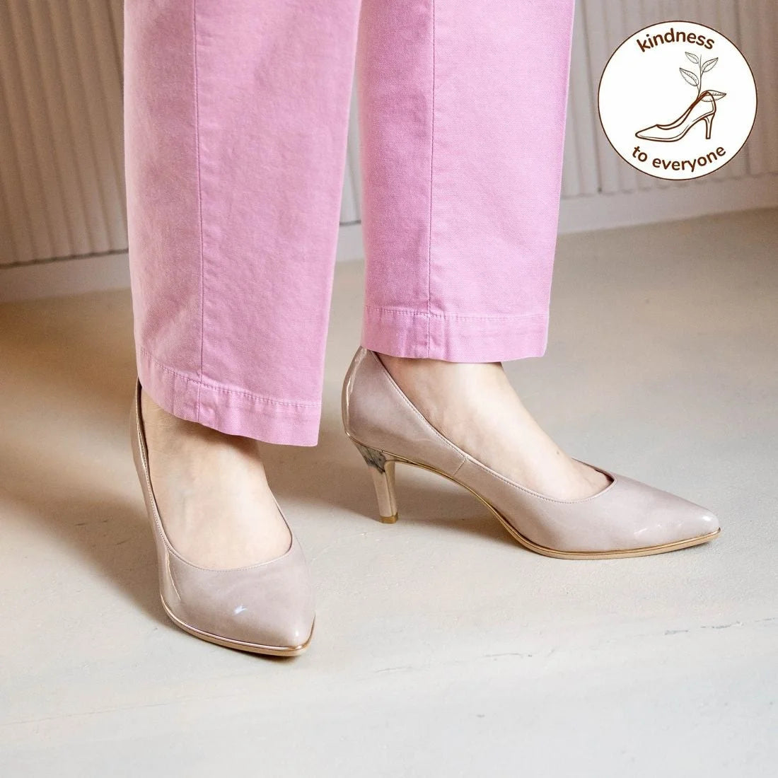 日本製 Launa Lea Rich 7cm Gold Line高跟鞋 (80001) (米灰色 E / Greige E)
