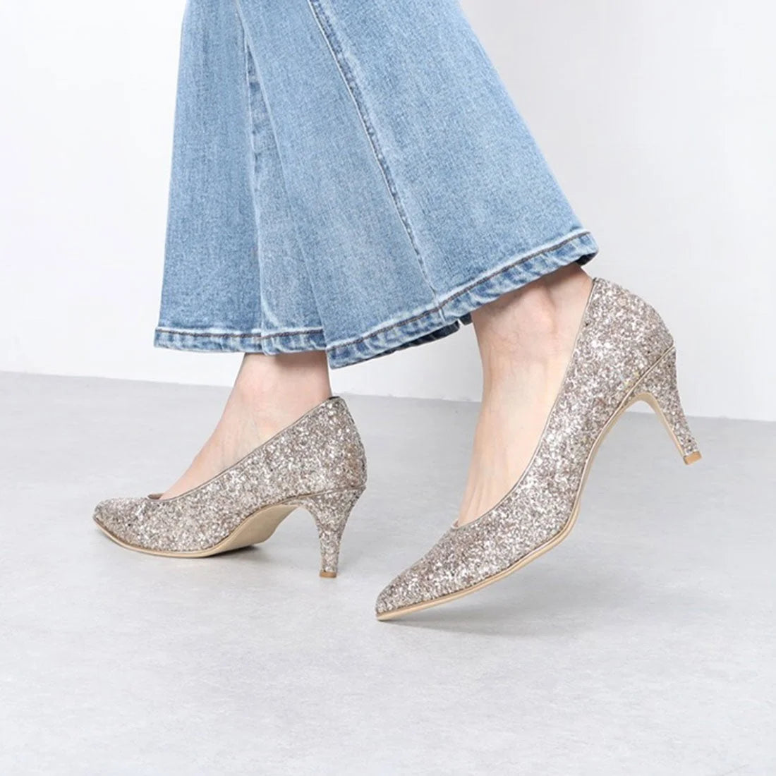 日本製 Launa Lea Rich 7cm Gold Line閃鑽高跟鞋 (80001A) (銀色 Z / Silver Z)