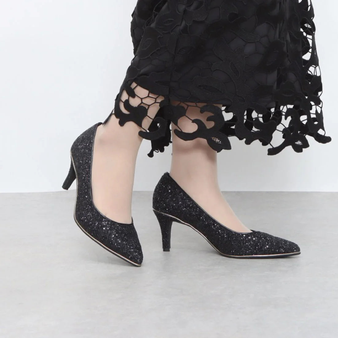 日本製 Launa Lea Rich 7cm Gold Line閃鑽高跟鞋 (80001A) (銀色 Z / Silver Z)