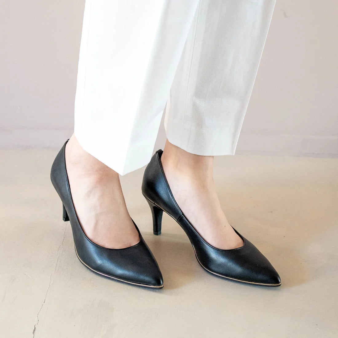 日本製 Launa Lea Rich 7cm Gold Line高跟鞋 (80001) (黑色 / Black)