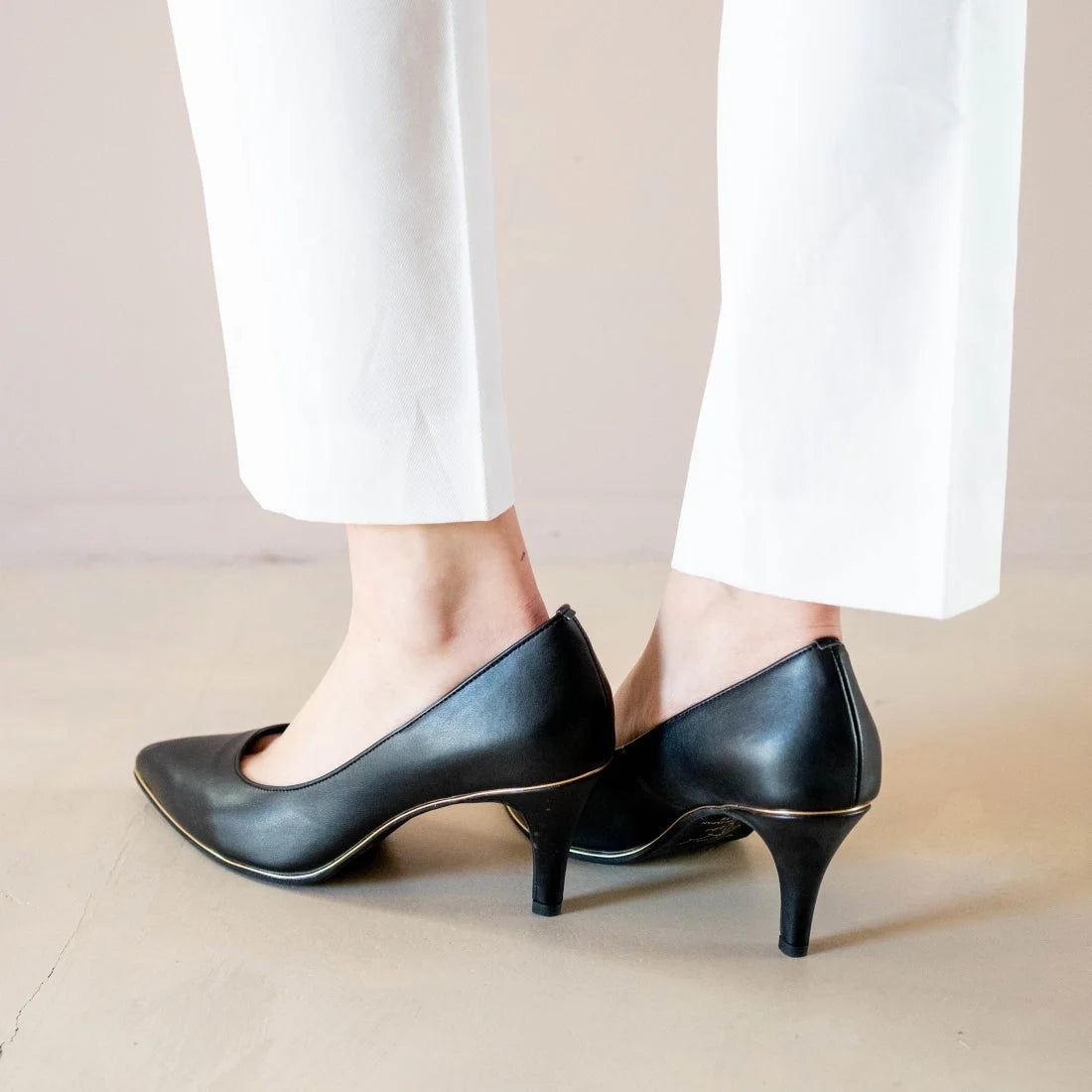 日本製 Launa Lea Rich 7cm Gold Line高跟鞋 (80001) (黑色 / Black)