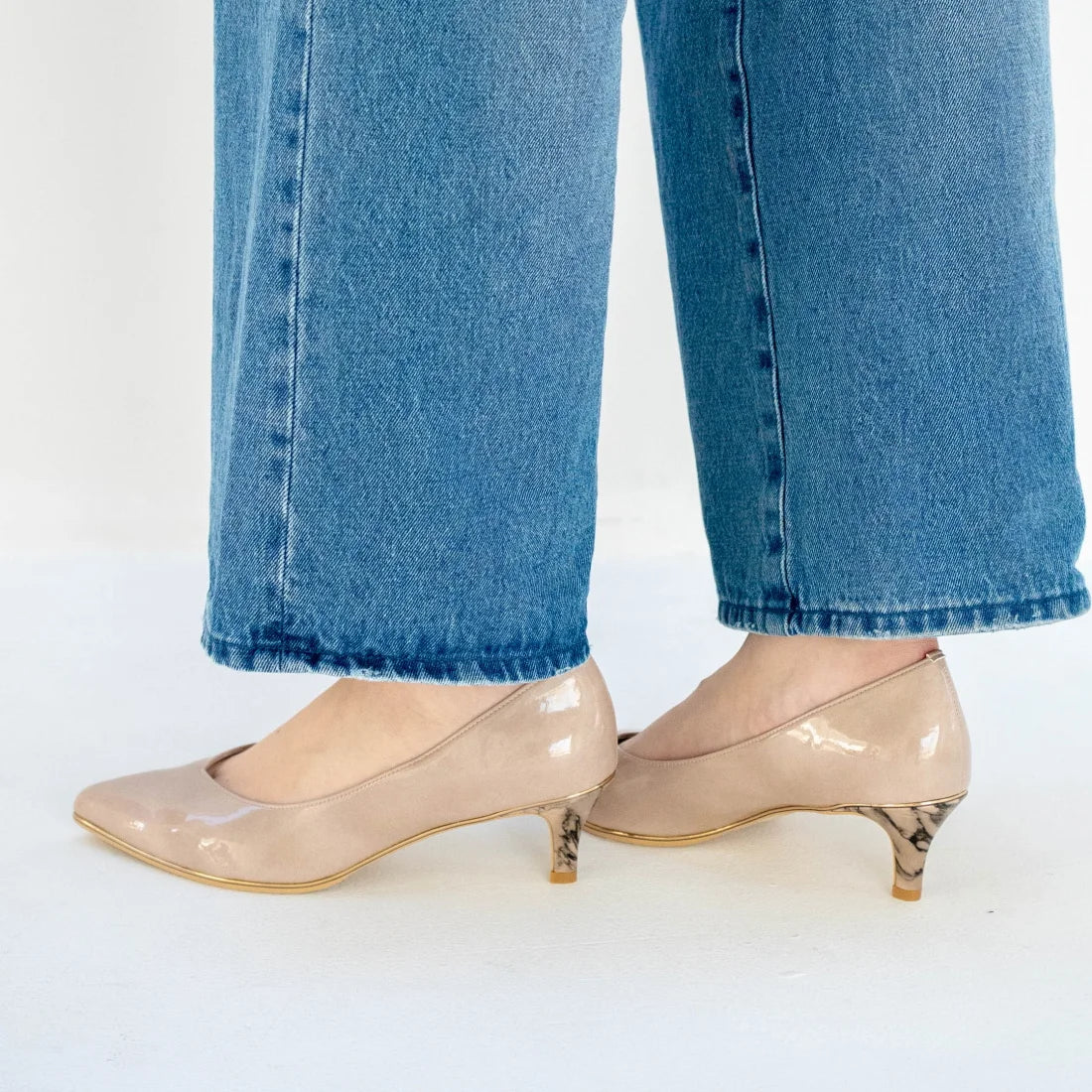 日本製 Launa Lea Rich 5cm Gold Line高跟鞋 (8000) (黑色 / Black)