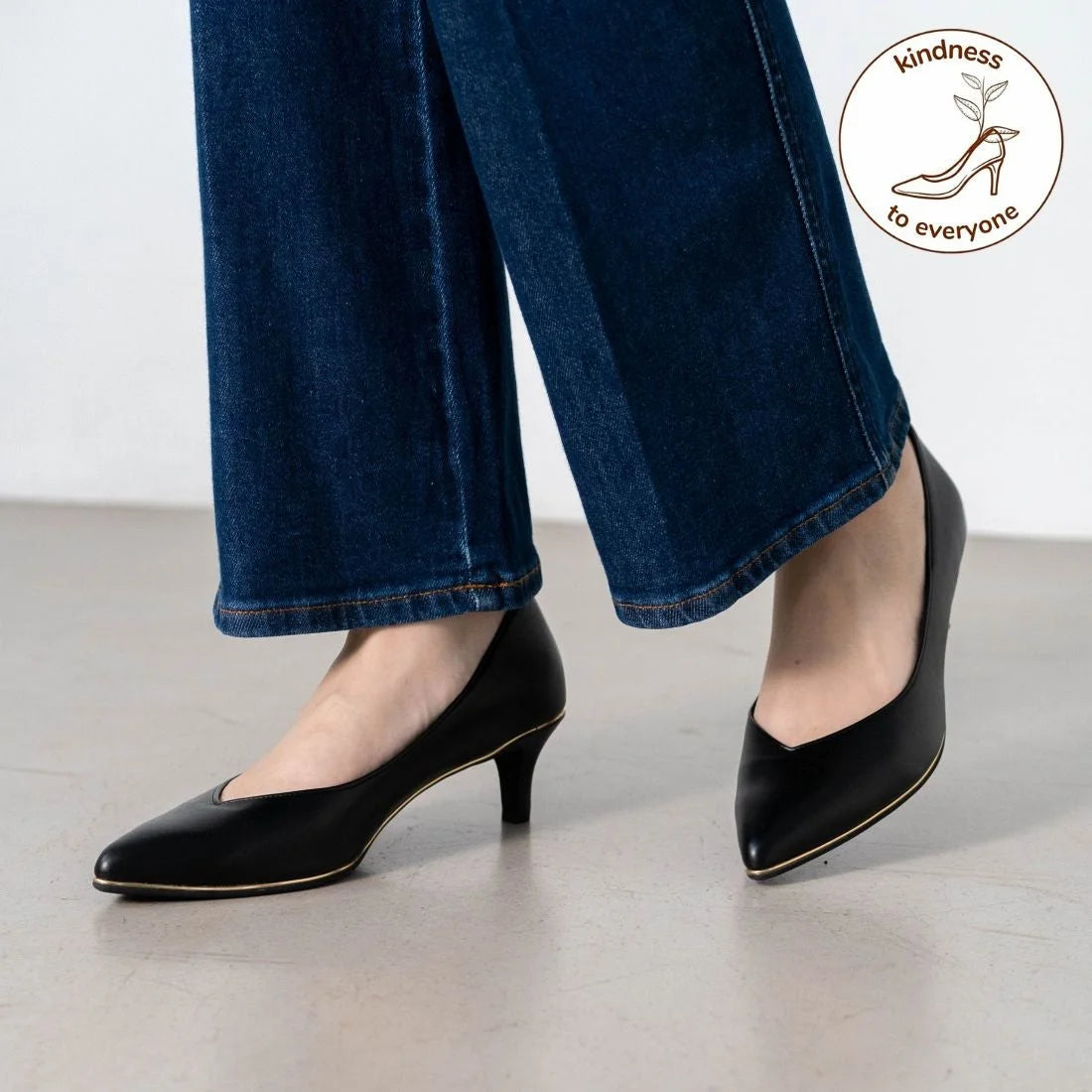 日本製 Launa Lea Rich 5cm Gold Line高跟鞋 (8000) (黑色 / Black)