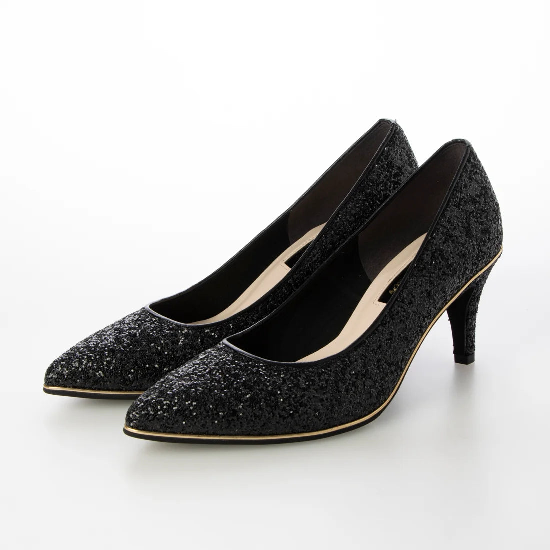 日本製 Launa Lea Rich 7cm Gold Line閃鑽高跟鞋 (80001A) (黑色 Z / Black Z)