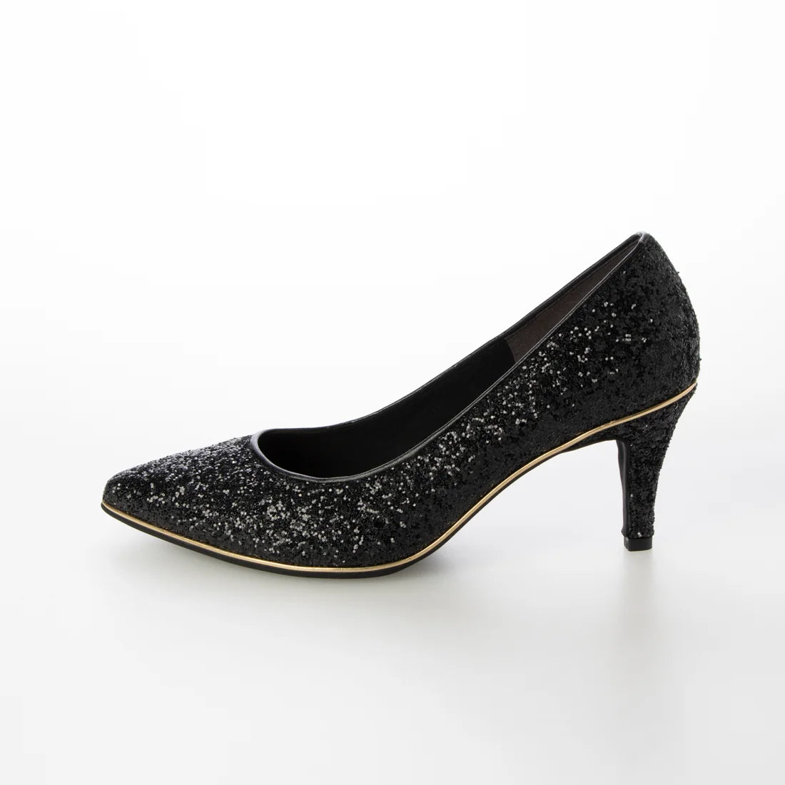 日本製 Launa Lea Rich 7cm Gold Line閃鑽高跟鞋 (80001A) (黑色 Z / Black Z)