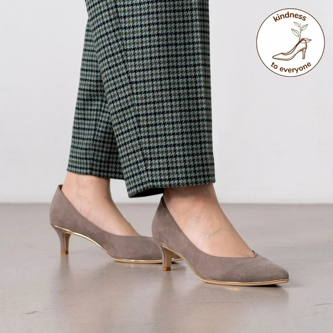 日本製 Launa Lea Rich 5cm Gold Line高跟鞋 (80009D) (米灰色 S / Greige S)