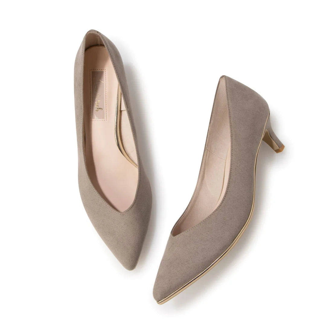 日本製 Launa Lea Rich 5cm Gold Line高跟鞋 (80009D) (米灰色 S / Greige S)