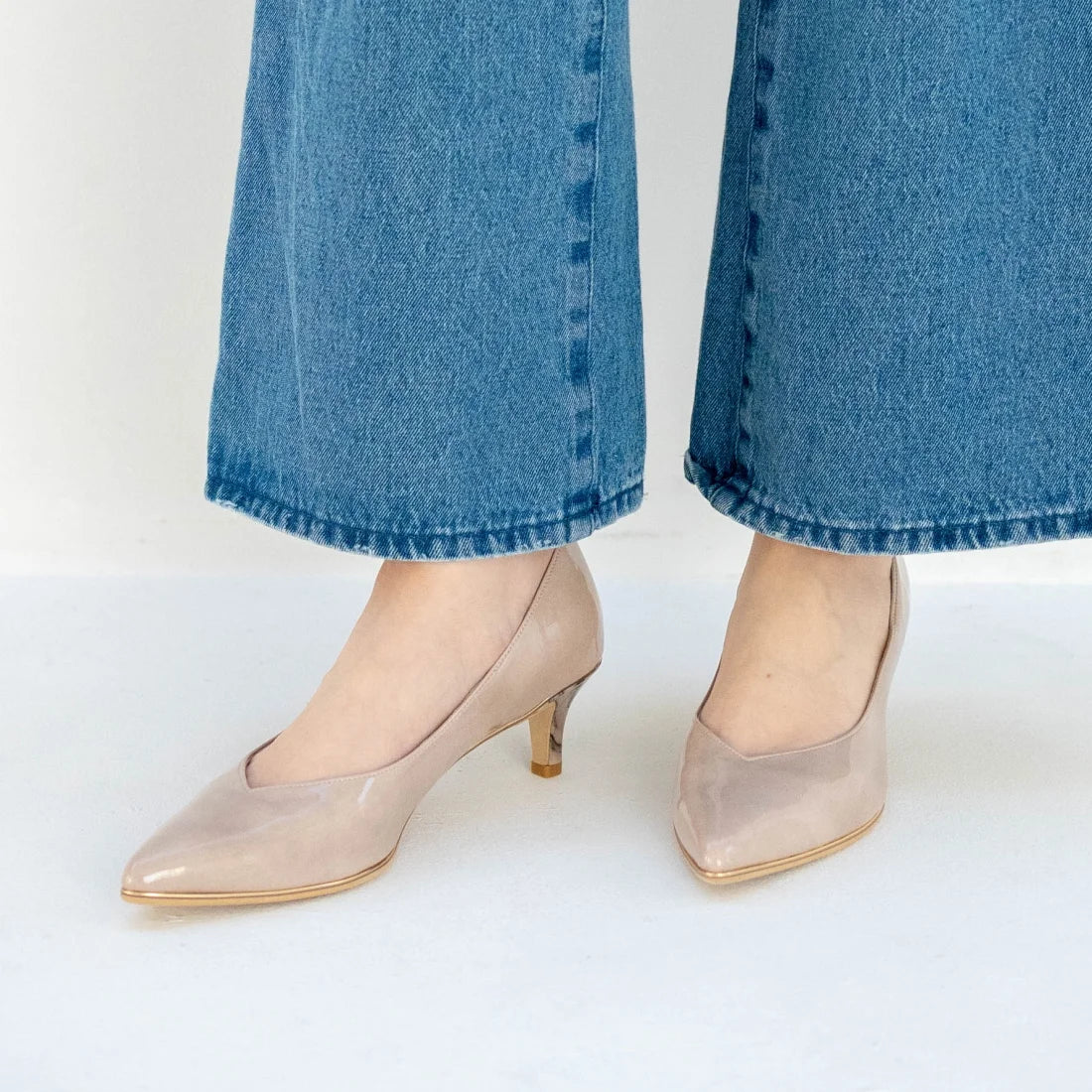 日本製 Launa Lea Rich 5cm Gold Line高跟鞋 (80009D) (L 米色 S / L Beige S)