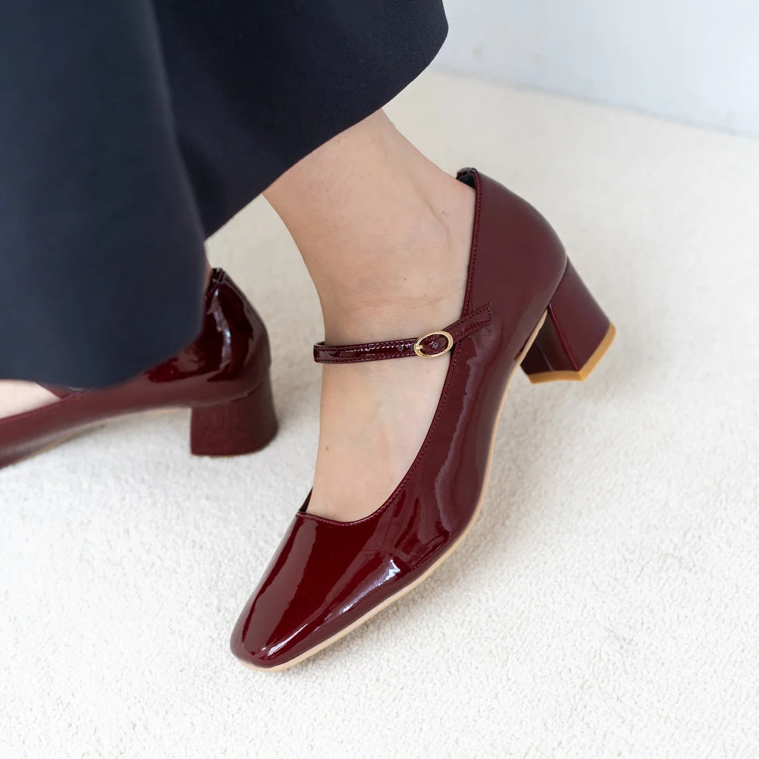 日本製 Launa lea Square 至 Mary Jane 高跟鞋 (0533)(Bordeaux E)