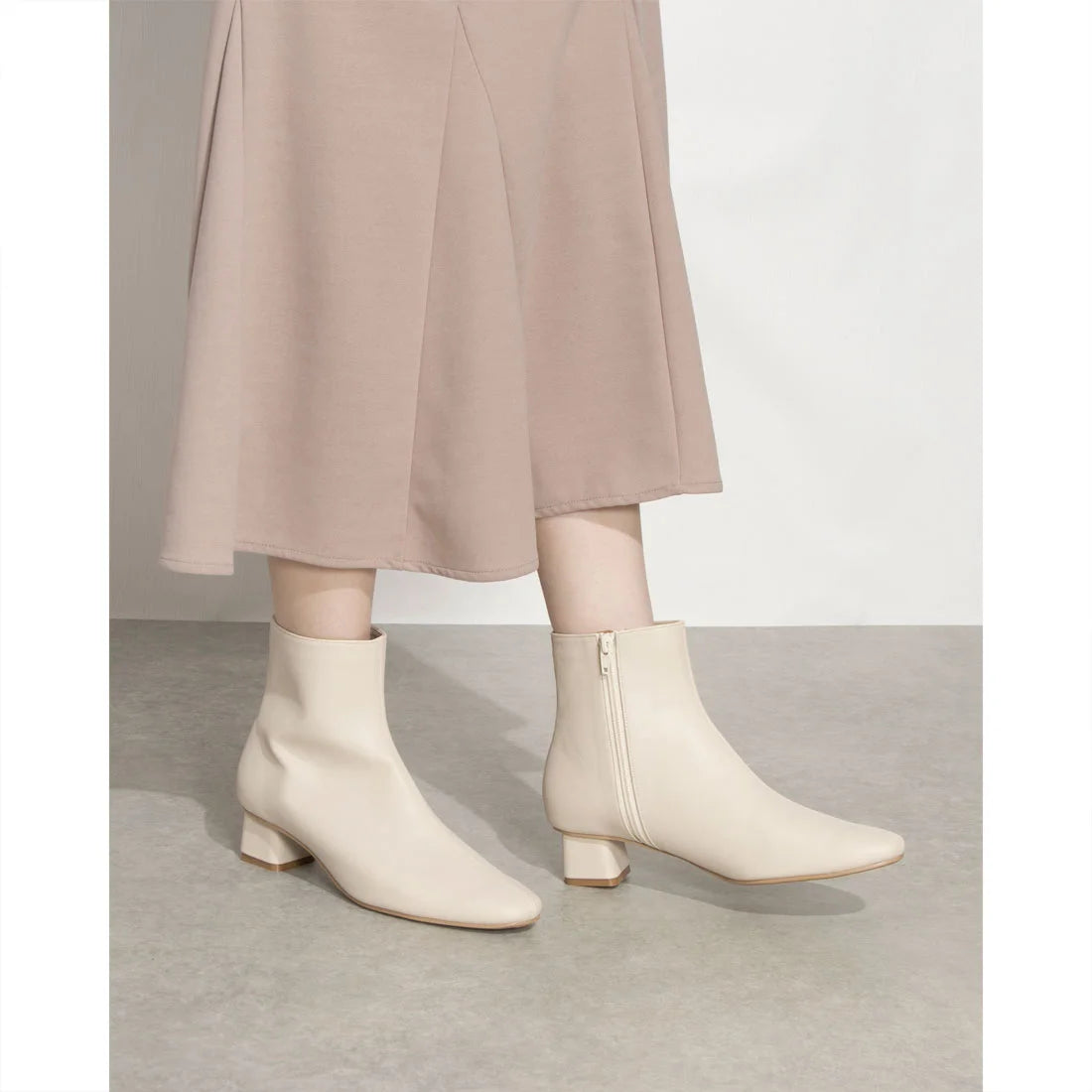 日本製Launa lea方頭短靴(549)(Ivory)