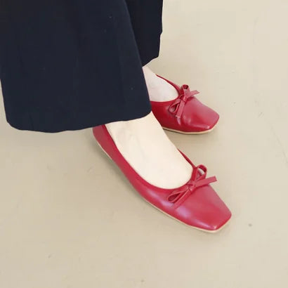 日本製 Launa lea 方頭芭蕾晴雨鞋 ( RB7003A ) (紅色/Red)