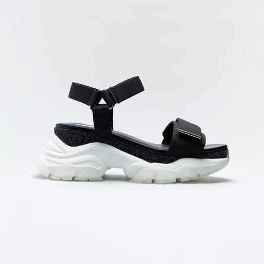 日本潮牌Lucida 黑色 Reticulum 霧面織帶閃粉厚底運動涼鞋 ( LD-64 BLK )