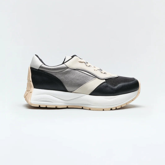 日本潮牌Lucida 黑色Alnair厚底簡約拼接布料運動鞋 ( 3189 BLK )